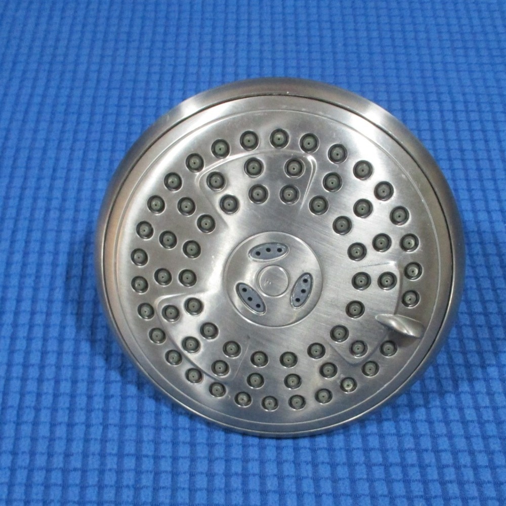 Brushed Nickel Multi Function High Pressure Shower Head 6 Inch Round Adjustable